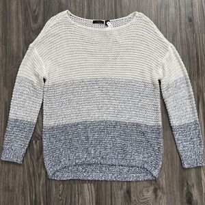 RDI Open Knit Long Sleeve Sweater Blue White Size XL NWT Boho Lagenlook